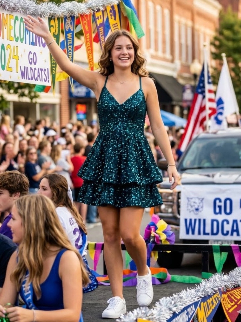 Sparkling Teal Tiered Sequin Mini Dress
